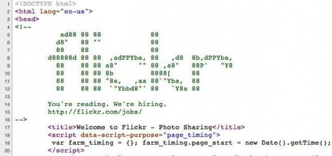 Flickr hidden job ad