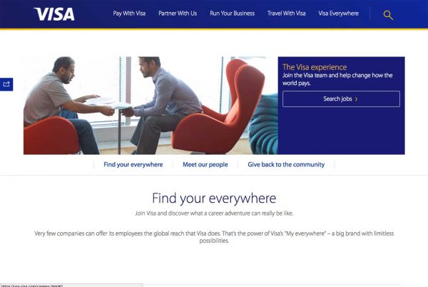 Visa career site